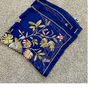 VTG Corciova Silk Floral Scarf City Scape Butterfly Blue